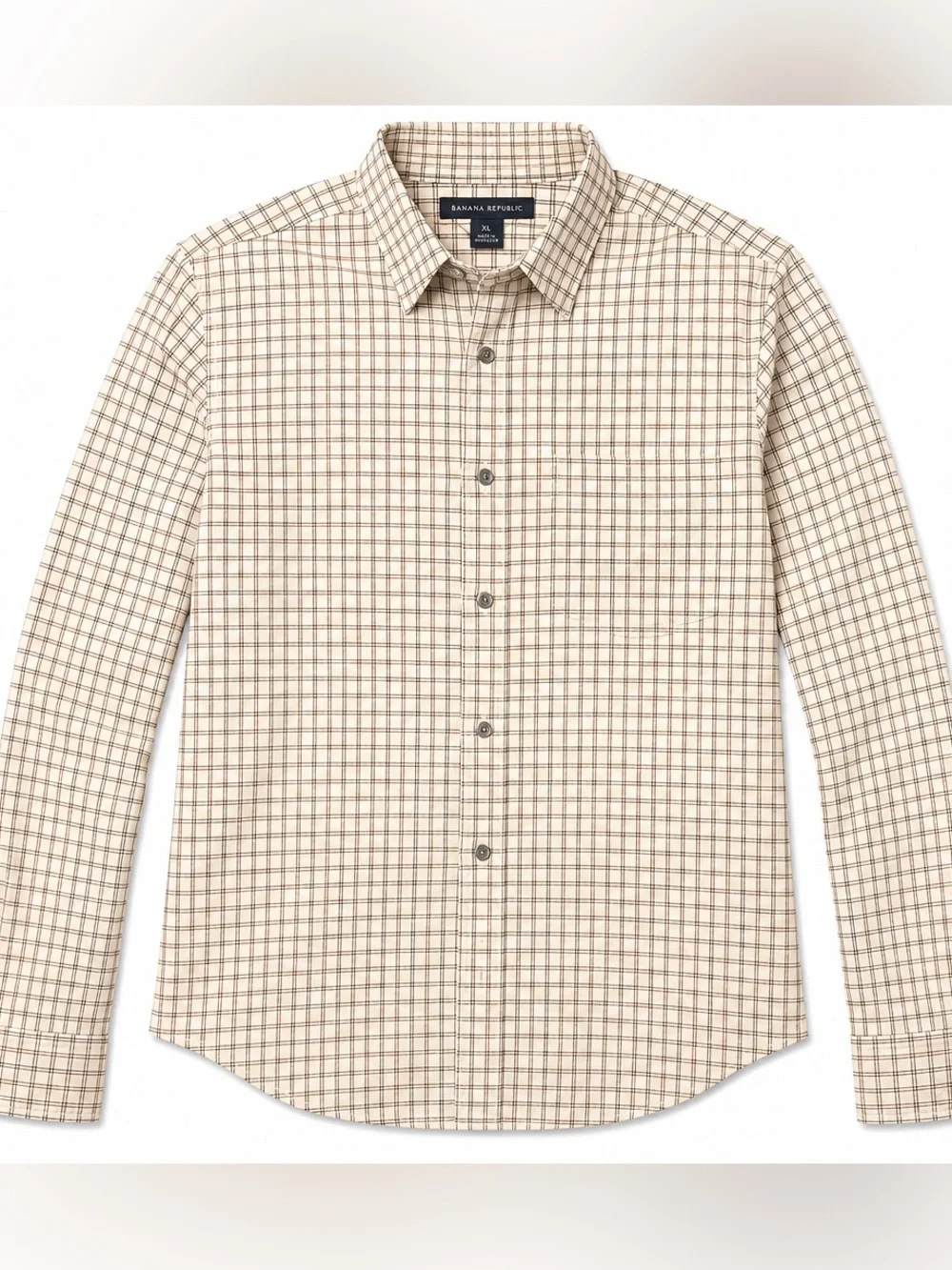 Banana Republic Cream Plaid Button-Down Shirt